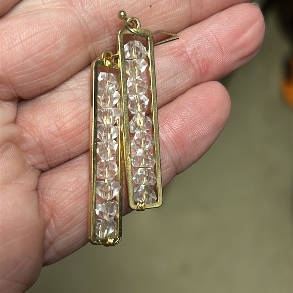 Crystal Rectangle Drop Earrings - Picture 6 of 7